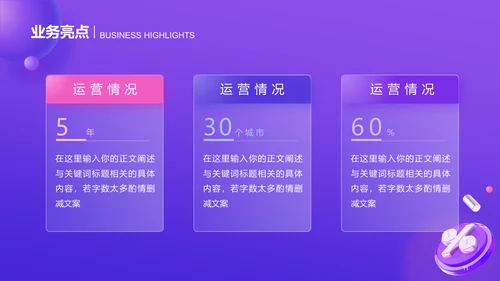 紫色创意毛玻璃电商工作总结PPT