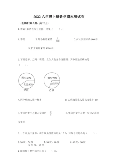 2022六年级上册数学期末测试卷（考试直接用）word版.docx