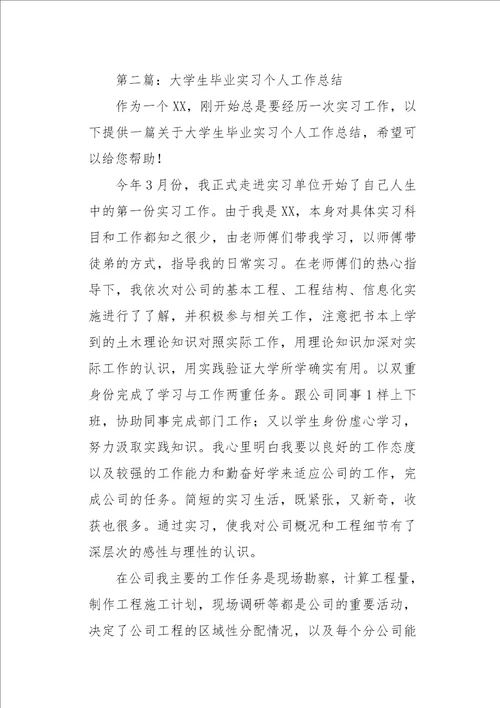 毕业实习个人工作总结