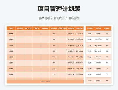 项目管理计划表