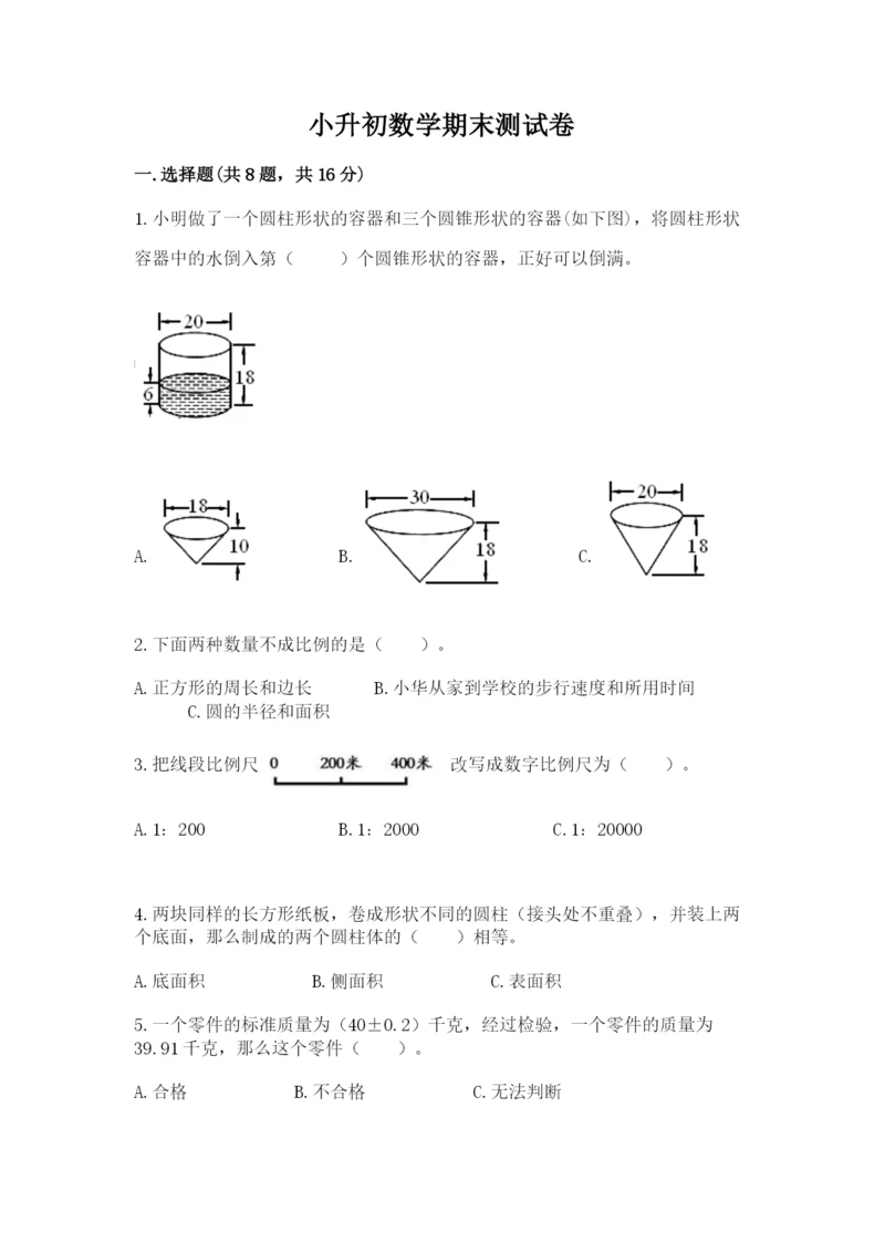 小升初数学期末测试卷word版.docx