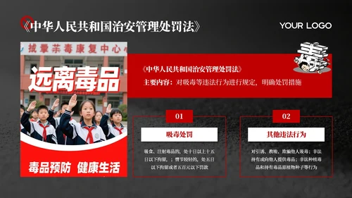 黑红色禁毒教育课件PPT模板
