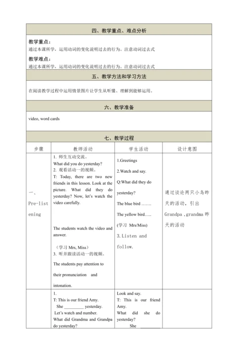 Module 7 Unit2  Grandma cooked fish.教学设计
