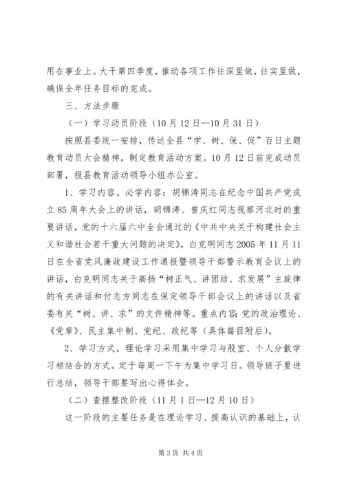 药监局开展“学、树、保、促”百日教育活动方案 (3).docx