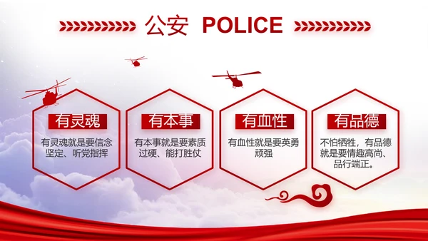红色大气公安警察年终工作总结PPT