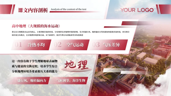 暗红色简约高中学科备课通用PPT模板