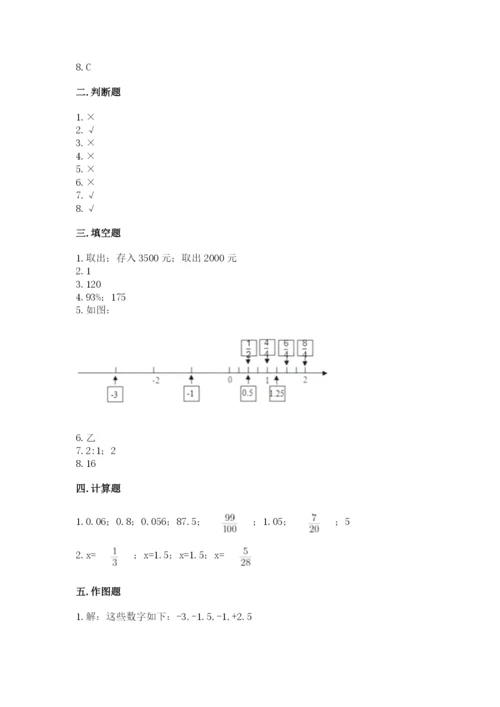 北师大版小学六年级下册数学期末综合素养测试卷含答案【预热题】.docx