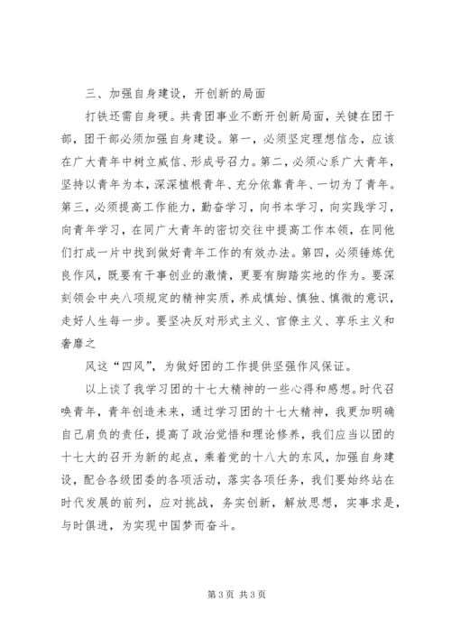 学习团十七大精神心得体会.docx