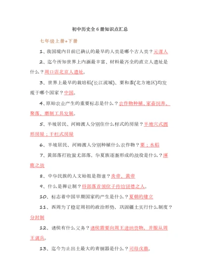 初中历史全6册知识点汇总.docx