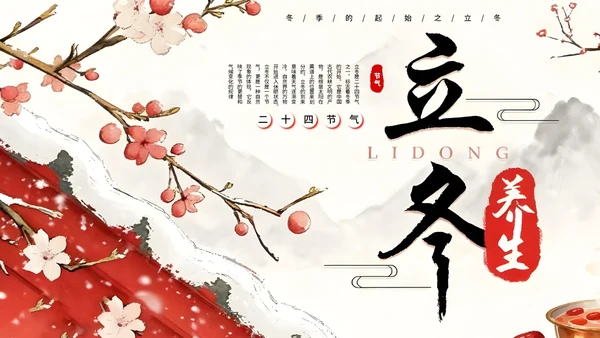 红色中国风立冬节气介绍通用模板