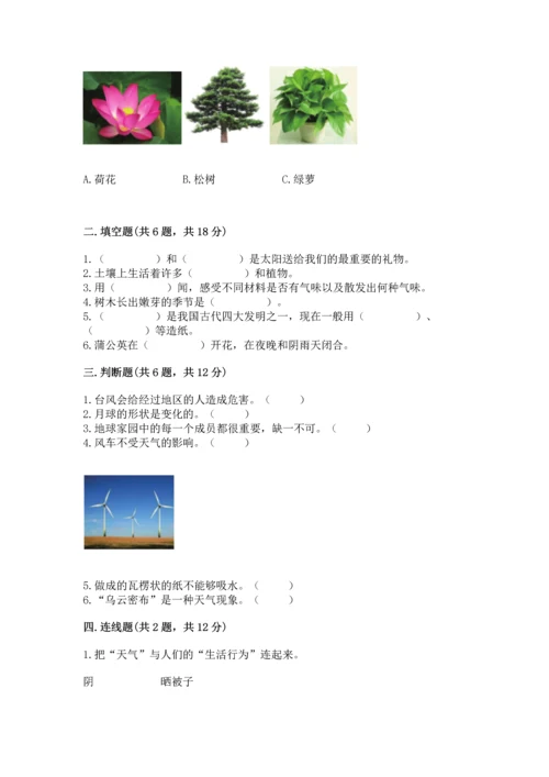 教科版二年级上册科学期末测试卷精品（基础题）.docx