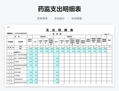 药监支出明细表