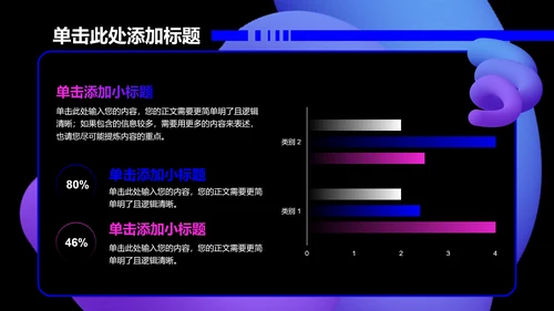 蓝粉色渐变创意风格个人工作总结PPT演示模板