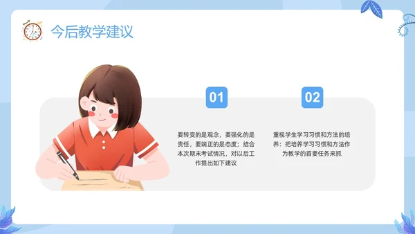 蓝色插画期末质量分析PPT模板宣传PPT动态PPT