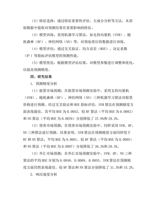 基于机器学习的金融市场预测模型研究