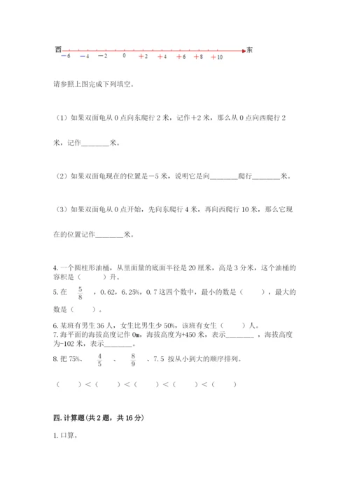 沪教版小学六年级下册数学期末综合素养测试卷带答案（完整版）.docx