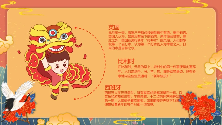 国潮古风典雅中国传统节日元旦节班会PPT模板