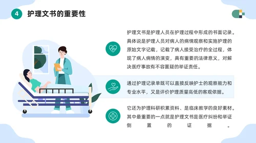 蓝色简约医疗器械护士护理记录单书写规范PPT模板