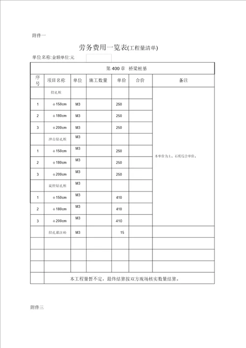 桥梁桩基工程劳务分包合同 6290