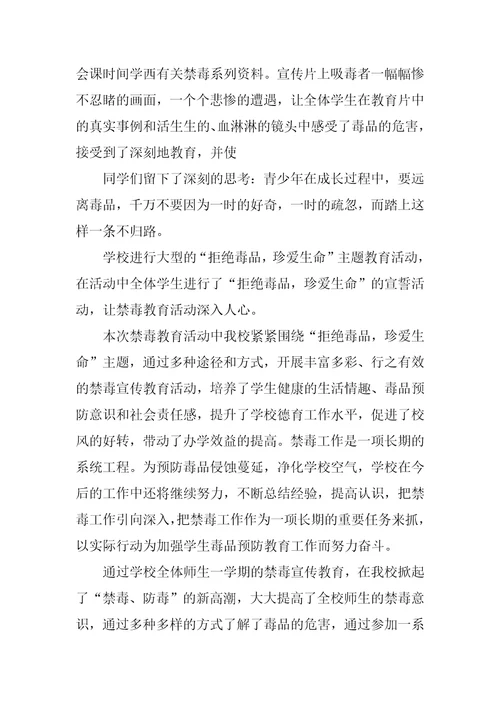 小学禁毒教育活动总结