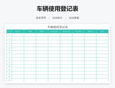 车辆使用登记表