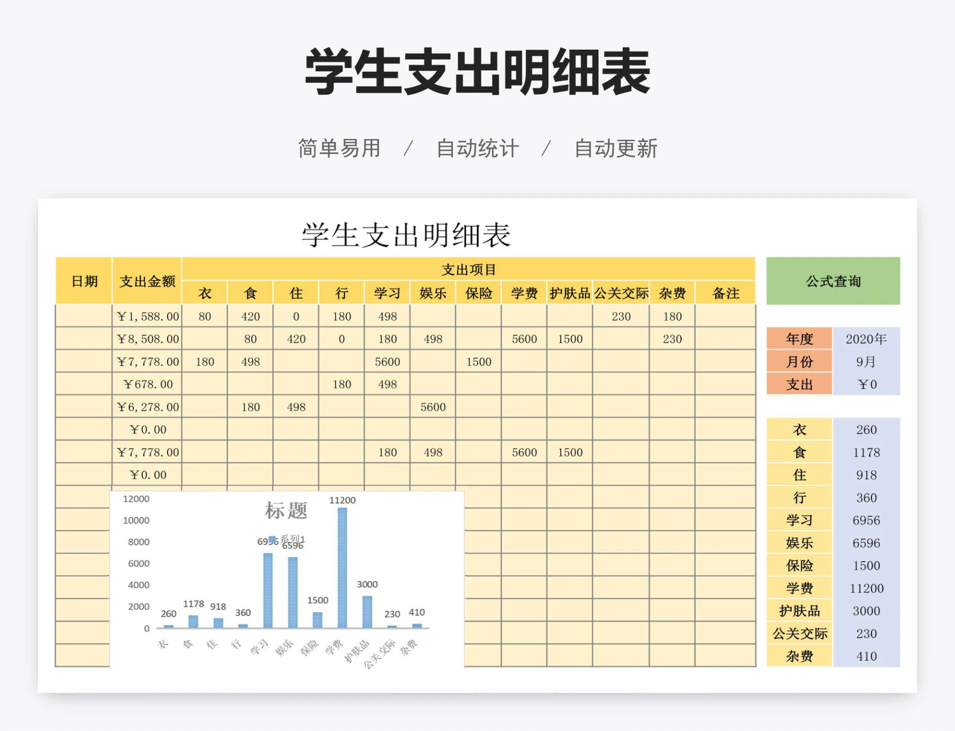 学生支出明细表