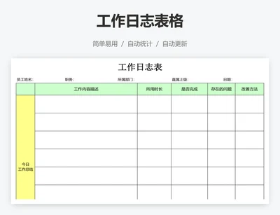 工作日志表格