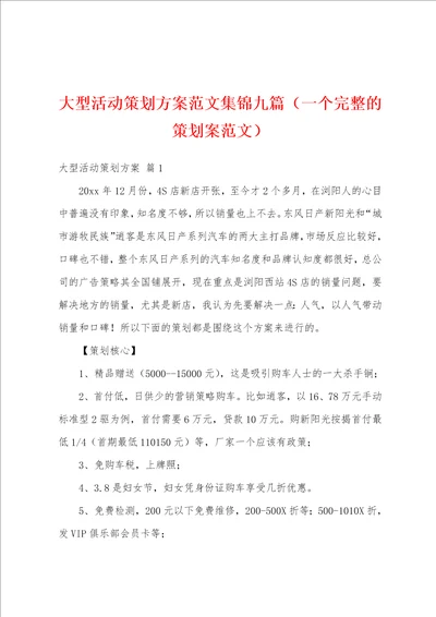 大型活动策划方案范文集锦九篇一个完整的策划案范文