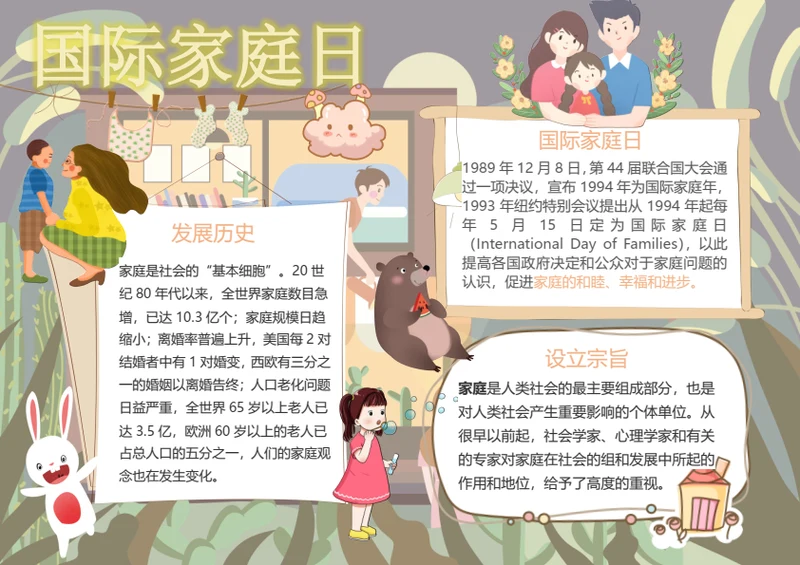 国际家庭日Word小报