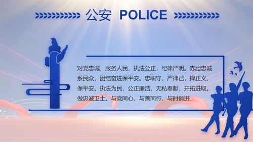 蓝色大气公安民警年终述职报告动态PPT模板