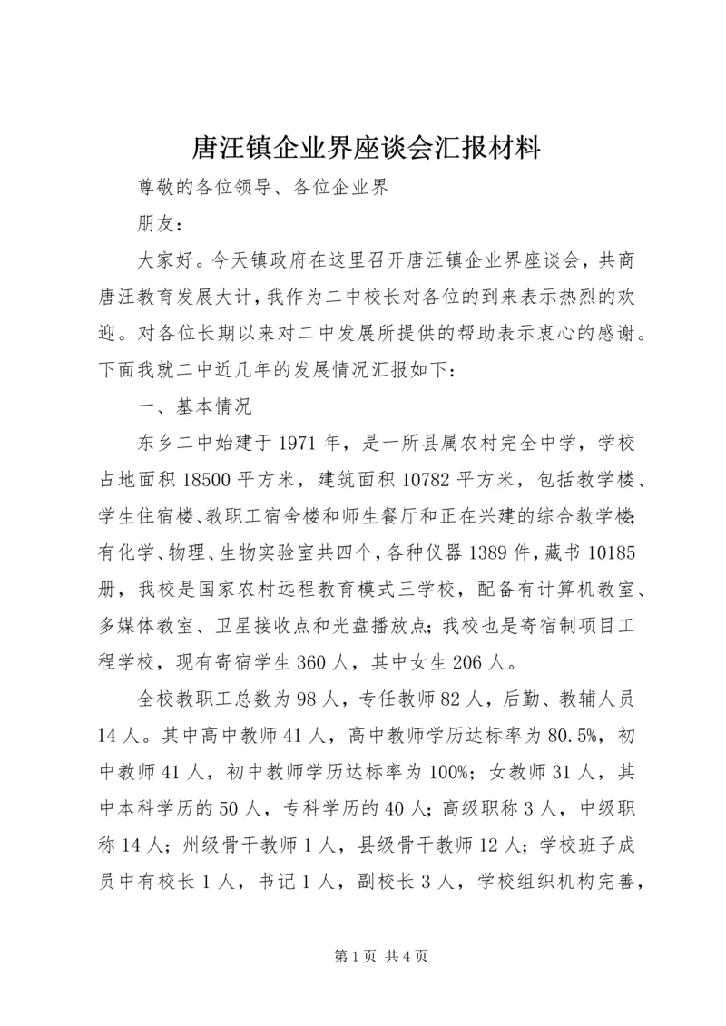 唐汪镇企业界座谈会汇报材料.docx