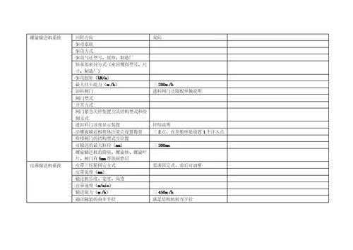 设备技术性能参数表