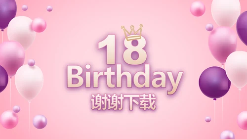 粉色生日快乐生日派对纪念册电子相册PPT模板