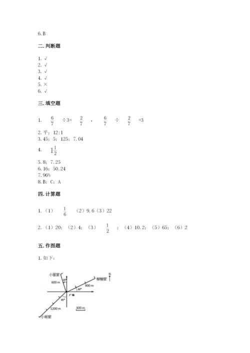 小学数学六年级上册期末测试卷含答案【考试直接用】.docx