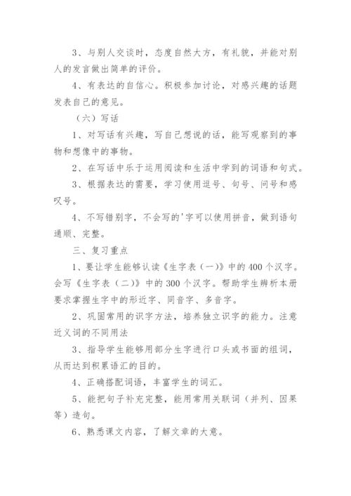 二下语文期末复习计划.docx