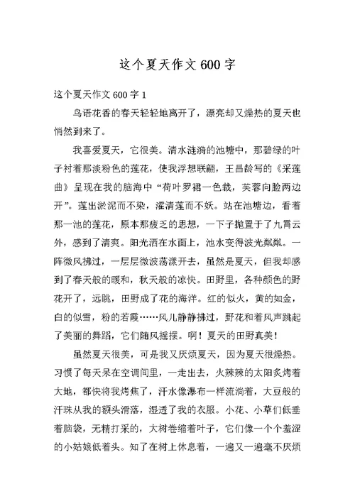 这个夏天作文600字