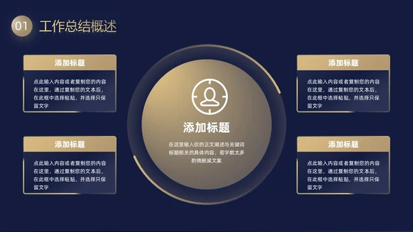 黑金毛玻璃风工作总结PPT模板