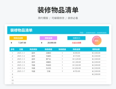 装修物品清单