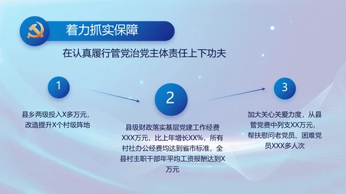 蓝色党建党支部年终工作总结PPT党课