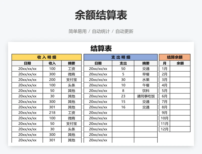 余额结算表