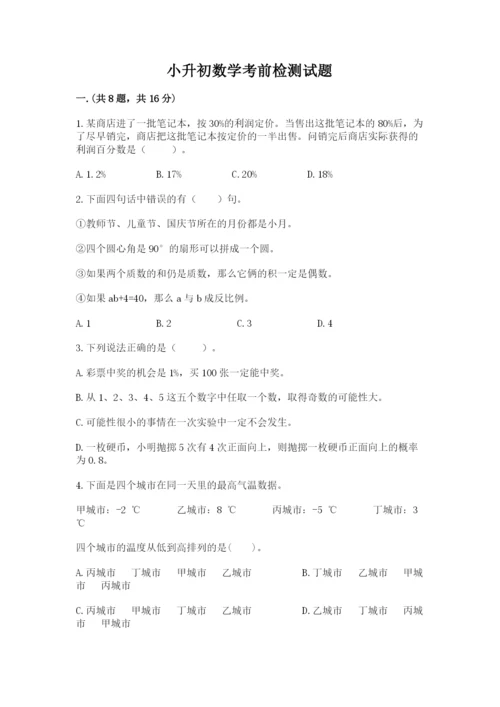 小升初数学考前检测试题及参考答案（典型题）.docx