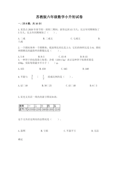 苏教版六年级数学小升初试卷【新题速递】.docx