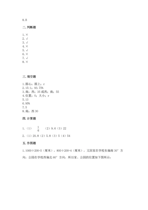 人教版小学六年级上册数学期末测试卷精品【b卷】.docx