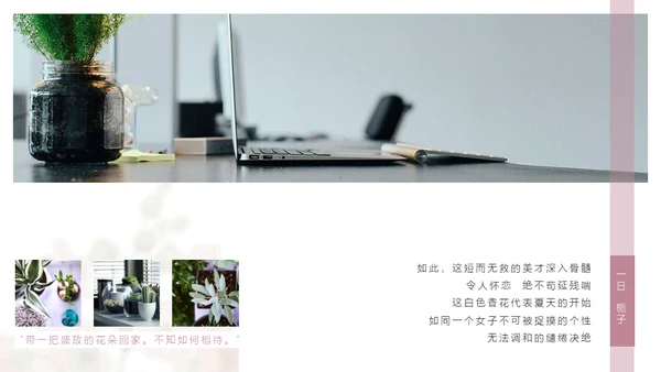 清醒纪植物绘小清新文艺女青年通用PPT模板