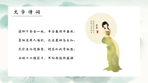 春风杨柳立春柳枝柳树通用PPT模板