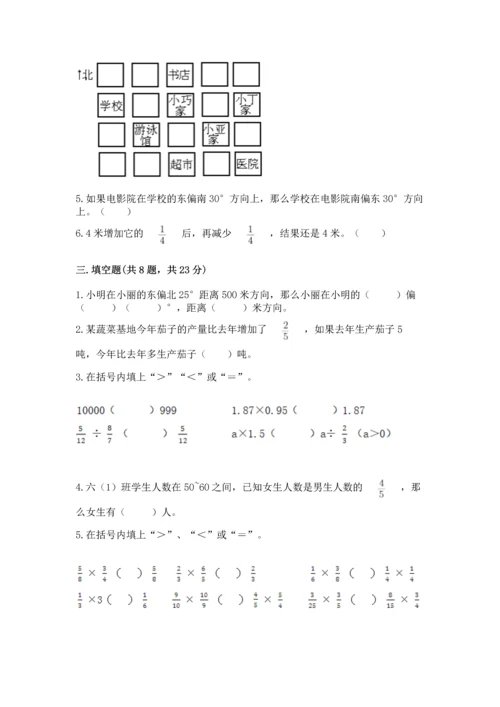 人教版六年级上册数学 期中测试卷带答案（实用）.docx
