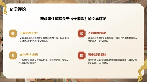 红色复古风《长恨歌》赏析与作者背景PPT模板