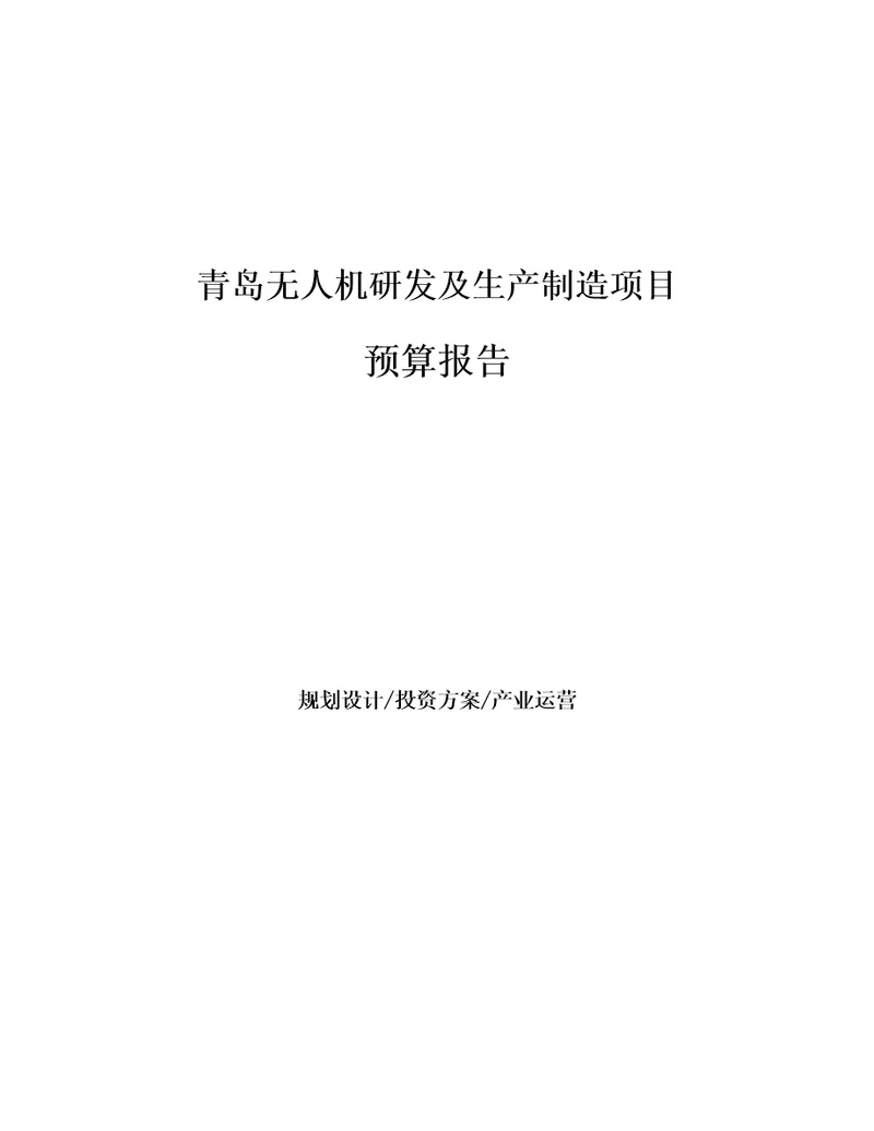 青岛无人机研发及生产制造项目预算报告