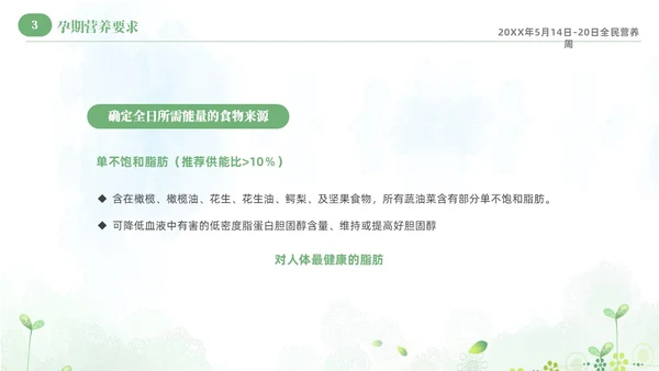 绿色清新淡雅孕期营养知识科普课件PPT全民营养周