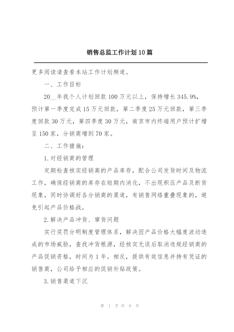 销售总监工作计划10篇.docx